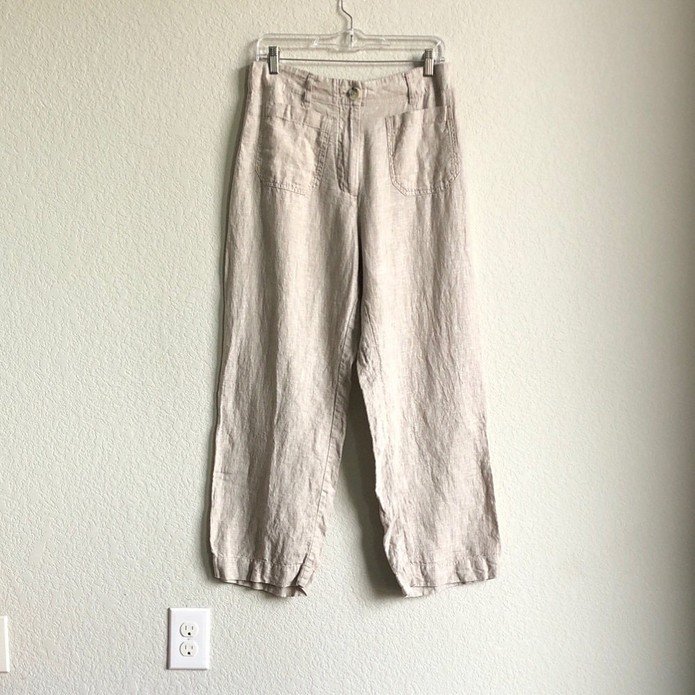 Quince European Linen Patch Pocket Wide Leg Pants Flax 10 Natural Beige